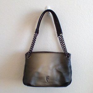 Vera Wang "Simply Vera" Silver/Gray Multi-Pocket Purse w/Black Chain Link Strap